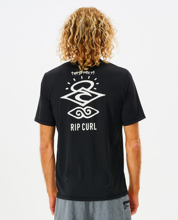 RIP CURL ICONS SURFLITE S/S UV RASHVEST - BLACK