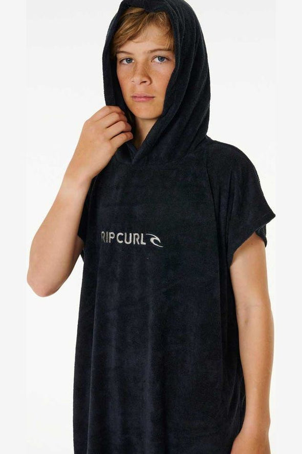 RIP CURL BRAND HOODED TOWEL-BOY - BLACK/GREY