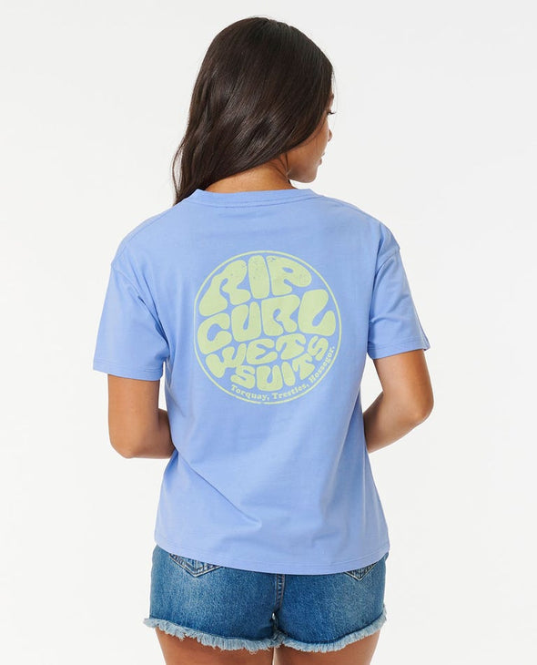 RIP CURL WETTY ICON RELAXED TEE - MID BLUE