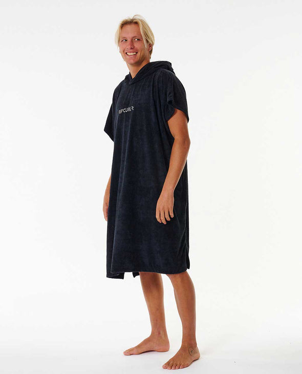 RIP CURL BRAND HOODED TOWEL - BLACK/GREY