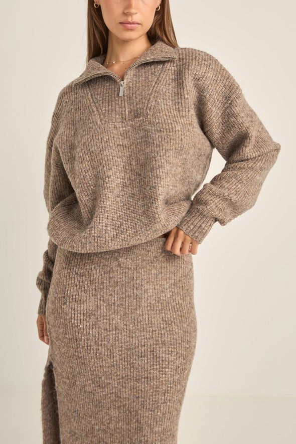 RHYTHM QUINN ZIP KNIT - OATMEAL