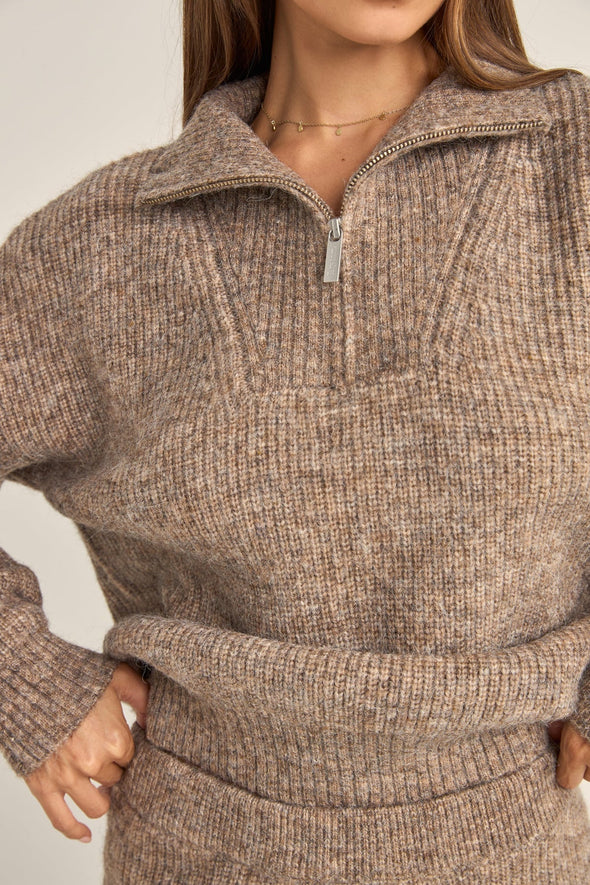 RHYTHM QUINN ZIP KNIT - OATMEAL