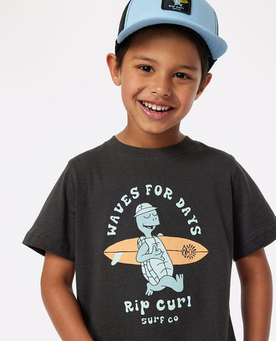 RIP CURL TUBE TOWN WAVES TEE-BOY - WASHED BLACK