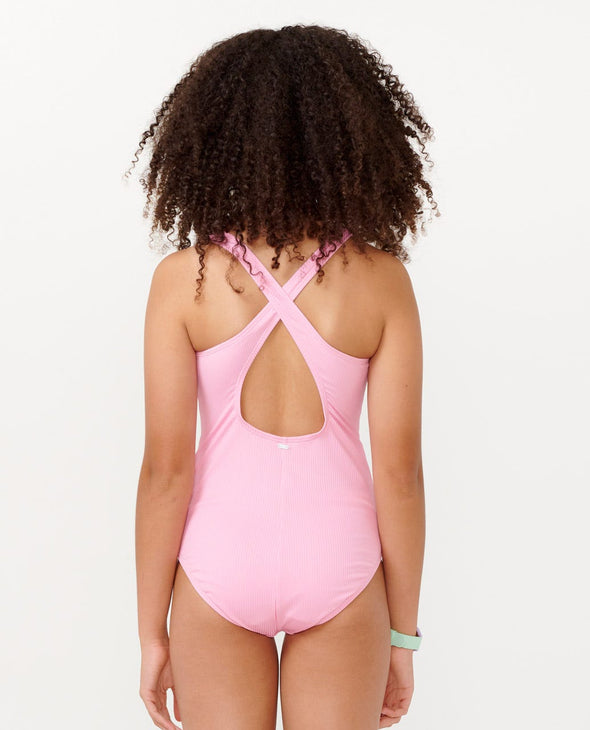 RIP CURL PREMIUM RIB ONE PIECE GIRL - BRIGHT PINK