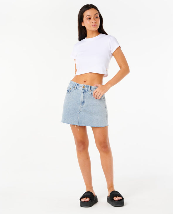 RIP CURL TABBY DENIM MINI SKIRT - VINTAGE BLUE