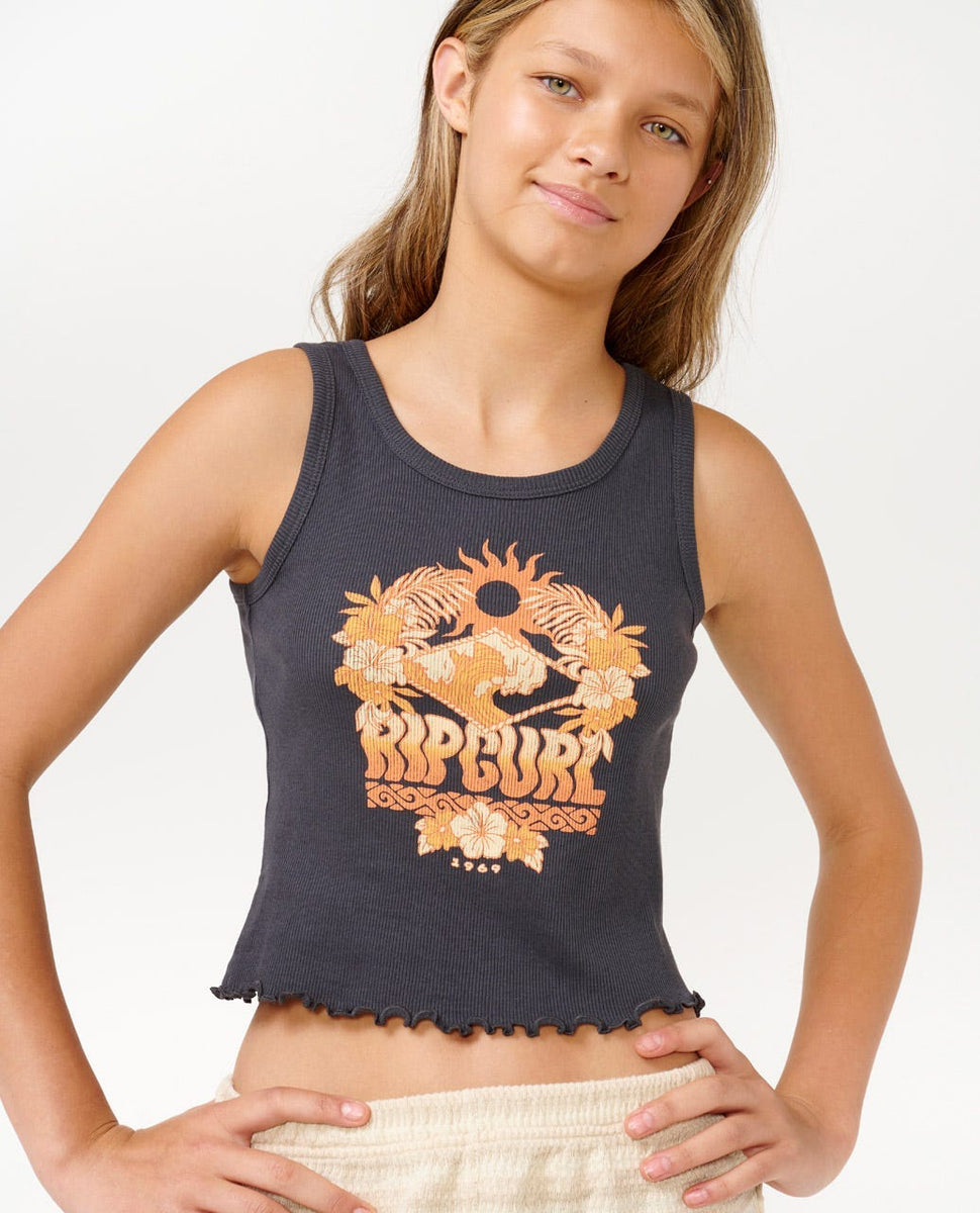 RIP CURL SUN SOL ART TANK-GIRL - WASHED BLACK – Whangamata Surf Shop