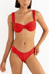 RHYTHM LEILANI SOFT STRAP BALCONETTE TOP W/ SOFT SIDE HOLIDAY PANT - RED