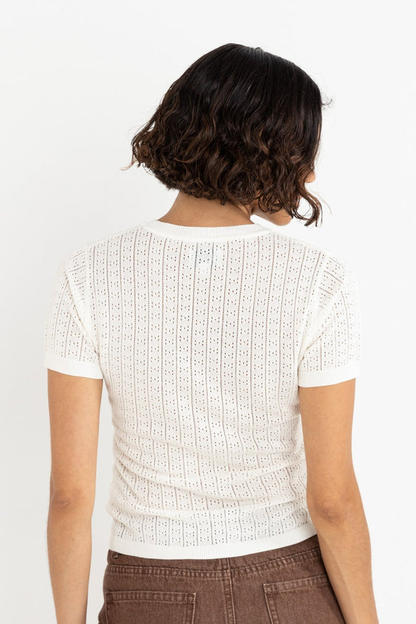 RHYTHM OJAI POINTELLE KNIT TOP - WHITE