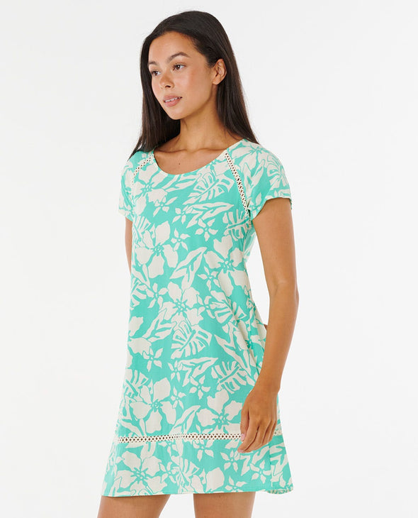 RIP CURL SUN TO SEA SHIFT DRESS - GREEN