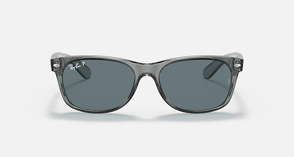 RAYBAN NEW WAYFARER TRANSPARENT GREY W/ DARK BLUE POLARIZED