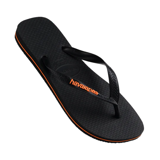 HAVAIANAS LOGO FILETE - BLACK/BLACK/BEGONIA ORANGE