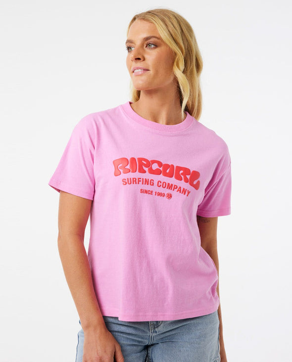 RIP CURL SURF PUFF RELAXED TEE - PINK