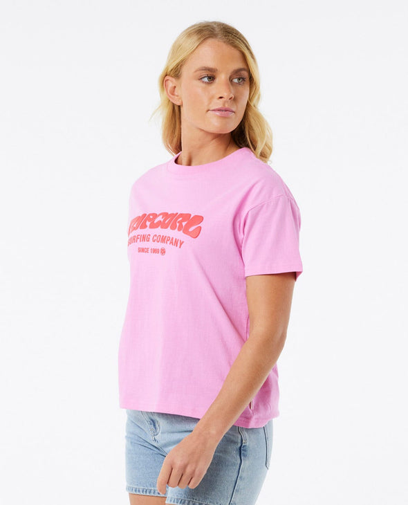 RIP CURL SURF PUFF RELAXED TEE - PINK