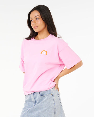 RIP CURL LUXE SURF HERITAGE TEE - PASTEL PINK