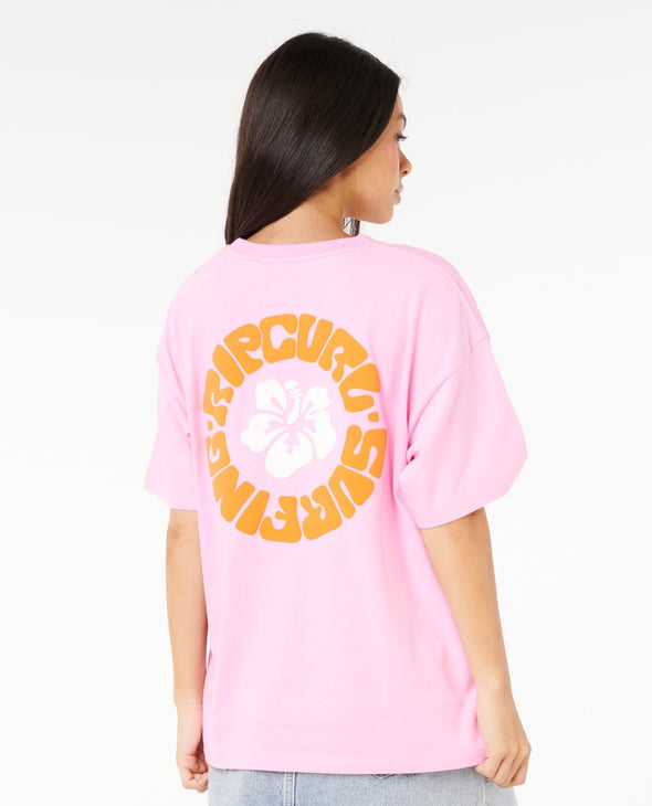 RIP CURL LUXE SURF HERITAGE TEE - PASTEL PINK