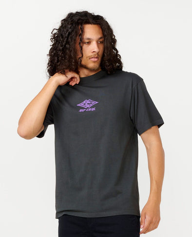 RIP CURL DOUPLE UPS TEE - WASHED BLACK