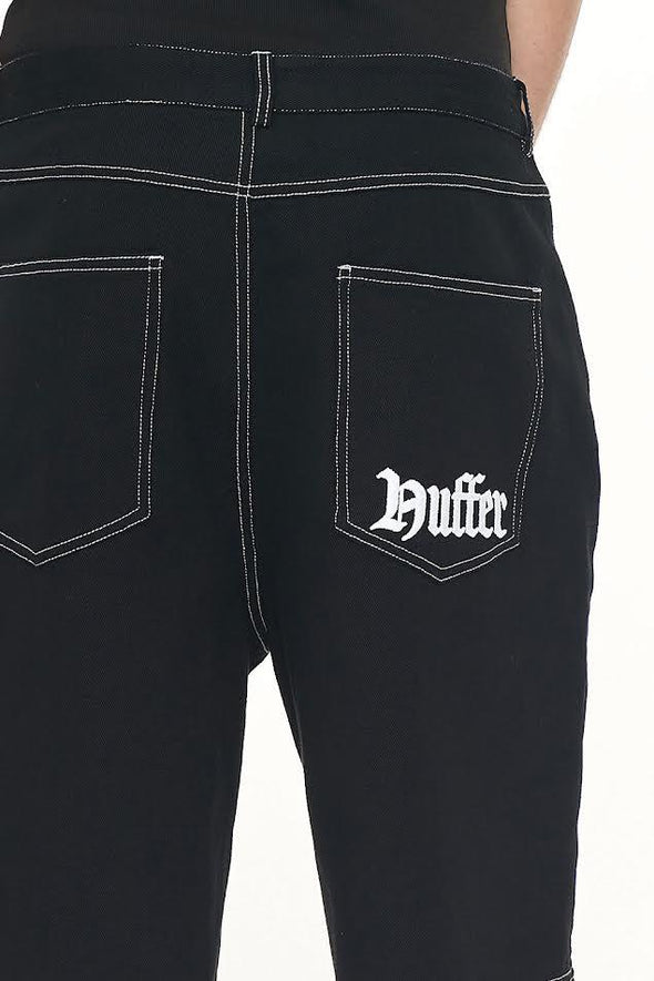 HUFFER BLOCK EMB SHORT/OLDE - BLACK WASH