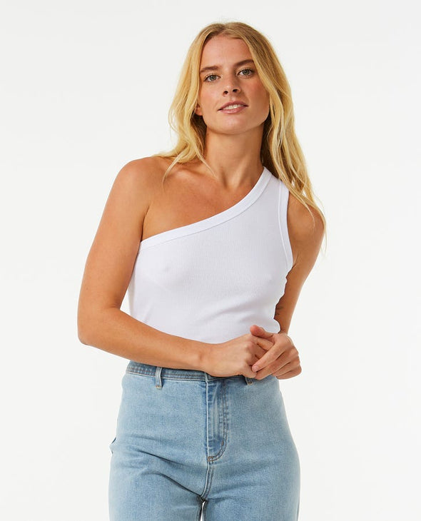 RIP CURL ASYMMETRICAL RIBBED TANK - WHITE