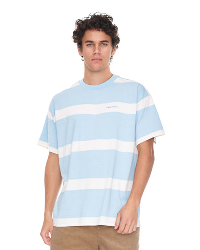 HUFFER STRIPED SS TEE - ICE BLUE/CHALK