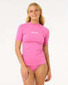 RIP CURL WOMENS CLASSIC SURF SS UPF RASHGUARD - PINK
