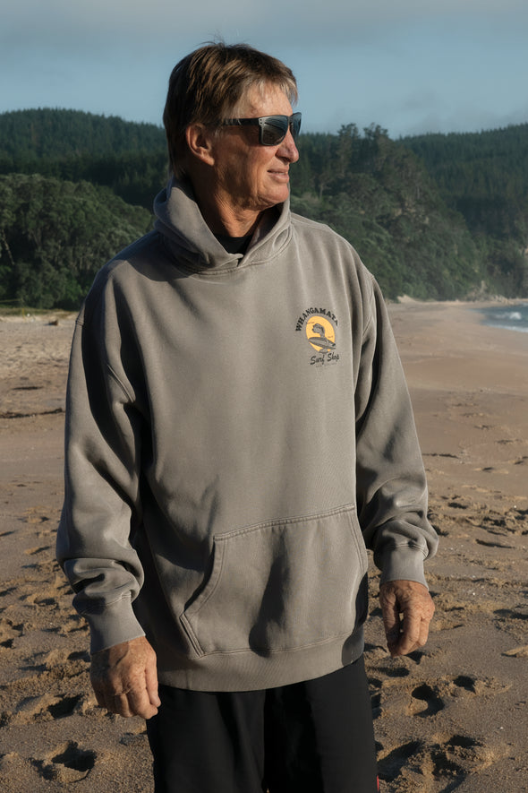 WHANGAMATA SURF SHOP RELAXED FIT SURF DOG HOOD - FADED GREY