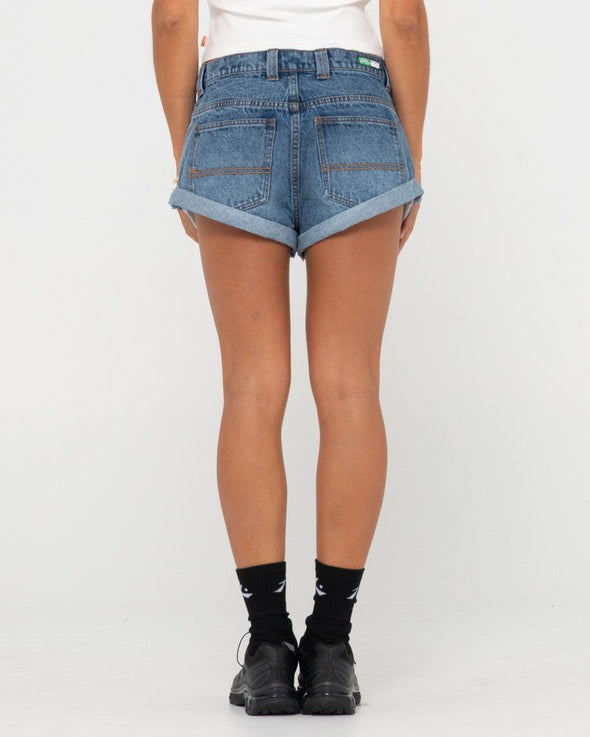 RUSTY PHEONIX LOW RISE DENIM MINI SHORT - MDY