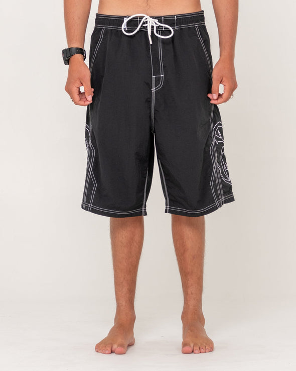 RUSTY TOMBSTONES HYBRID WAIST BOARDSHORT - BLK