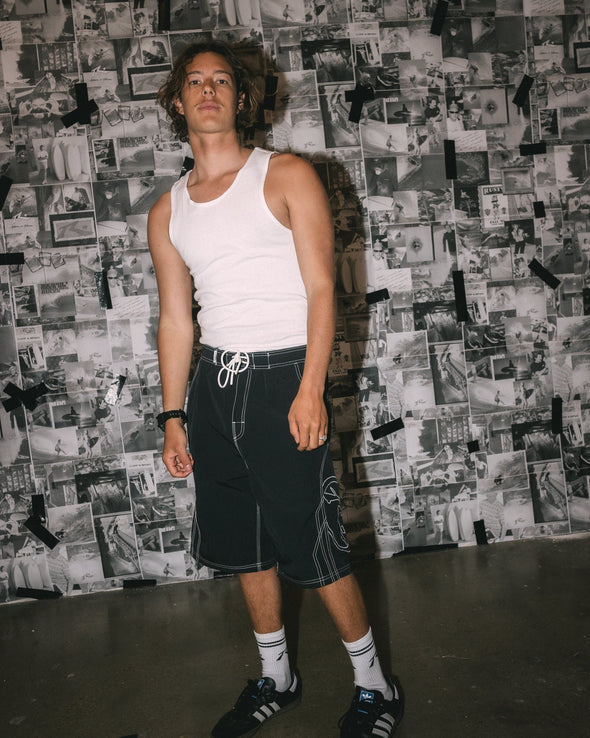 RUSTY TOMBSTONES HYBRID WAIST BOARDSHORT - BLK