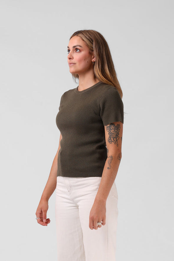 RPM KNITTED SS TOP - DARK KHAKI