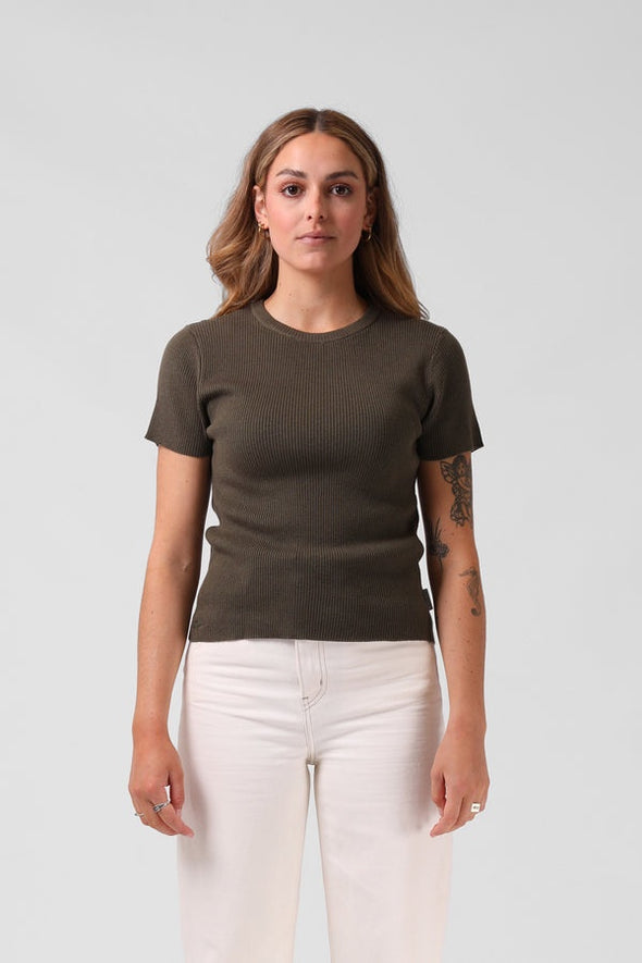 RPM KNITTED SS TOP - DARK KHAKI