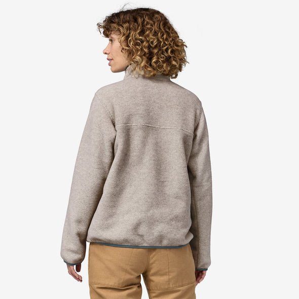 PATAGONIA W'S LW SYNCH SNAP-T P/O - OATMEAL HEATHER W/ NOUVEAU GREEN