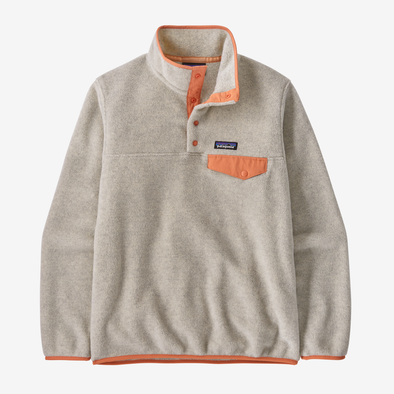 PATAGONIA W'S LW SYNCH SNAP-T P/O - OATMEAL HEATHER W/HEIRLOOM PEACH