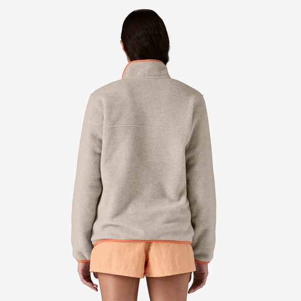 PATAGONIA W'S LW SYNCH SNAP-T P/O - OATMEAL HEATHER W/HEIRLOOM PEACH