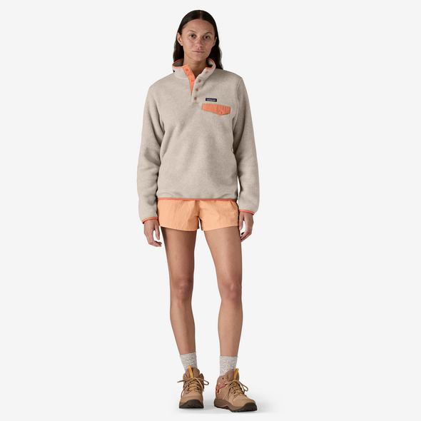 PATAGONIA W'S LW SYNCH SNAP-T P/O - OATMEAL HEATHER W/HEIRLOOM PEACH