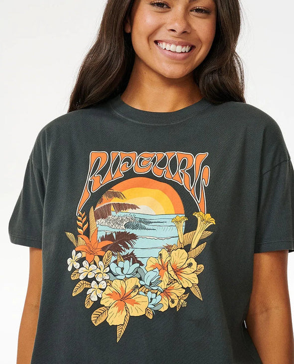 RIP CURL FLORA DESTORELAXED TEE - WASHED BLACK