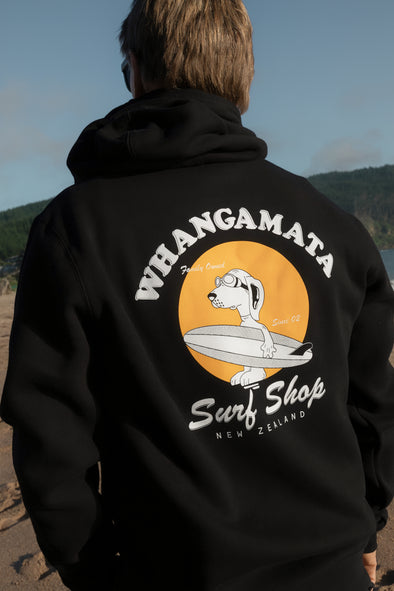 WHANGAMATA SURF SHOP SURF DOG HOOD - BLACK