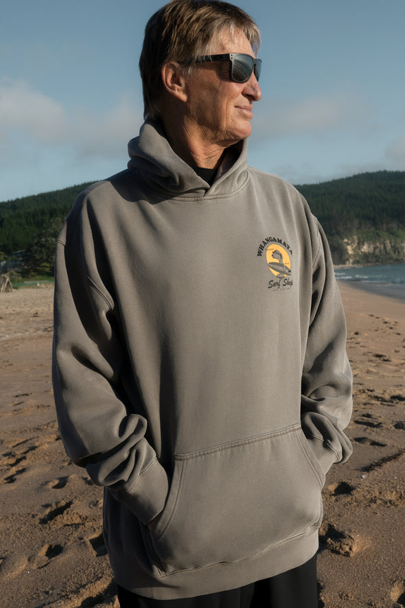 WHANGAMATA SURF SHOP RELAXED FIT SURF DOG HOOD - FADED GREY