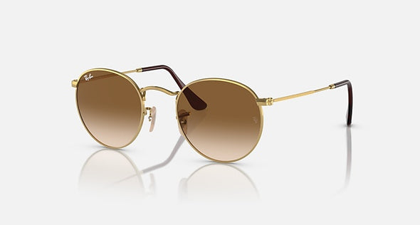 RAYBAN ROUND METAL GOLD W/ CLEAR GRADIENT BROWN