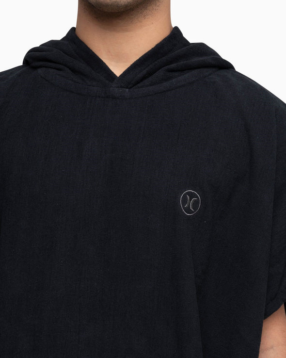 HURLEY SURF+ CIRCLE ICON HOODED TOWEL - BLACK