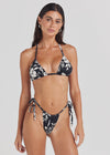 POOLSIDE PARADISO ALOHA STRING TIE TOP W/ SLIDE STRING TIE BOTTOM - BLACK