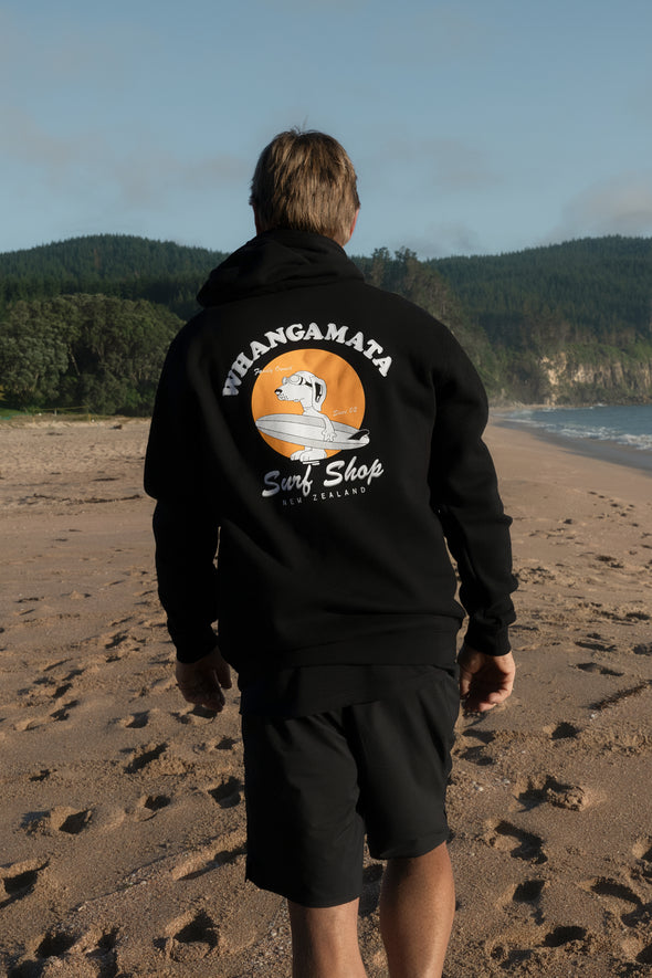 WHANGAMATA SURF SHOP SURF DOG HOOD - BLACK