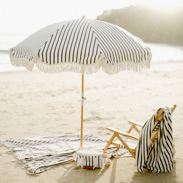 BUSNIESS & PLEASURE CO PREMIUM BEACH UMBRELLA - MONACO BLACK STRIPE