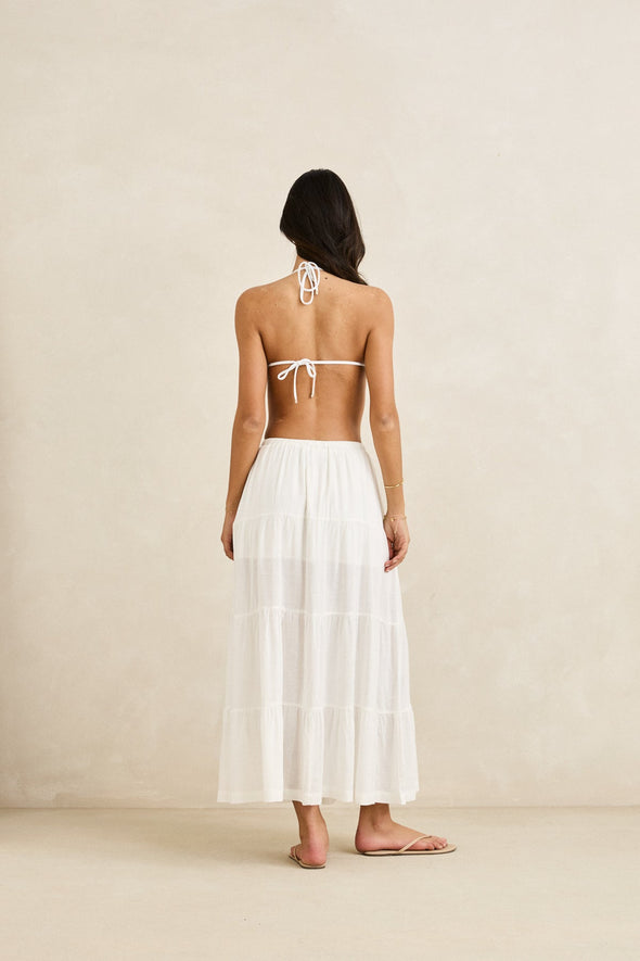 RHYTHM WOMENS CLASSIC TIERED MAXI SKIRT - WHITE