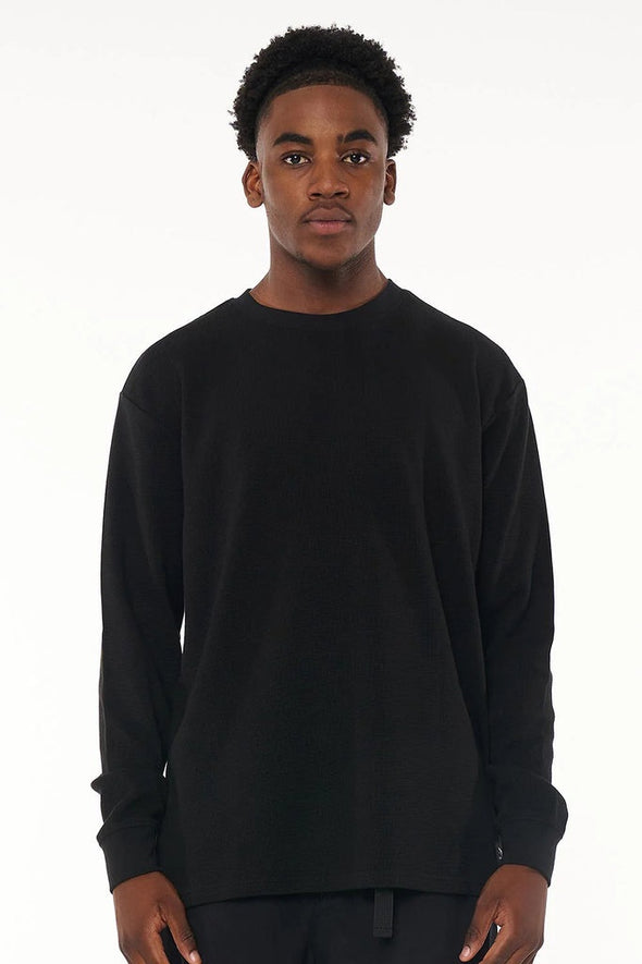 HUFFER WAFFLE LS SUP TEE - BLACK