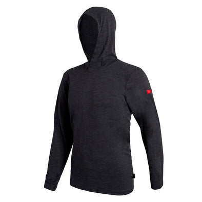 FLORENCE AIRTEX LONG SLEEVE HOODED SHIRT - HEATHER CHARCOAL