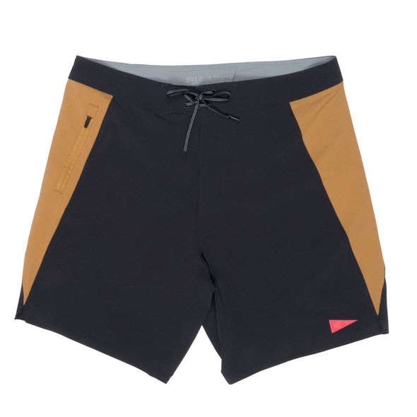 FLORENCE F1 BURGEE CORDURA BOARDSHORT - BLACK MUSTARD