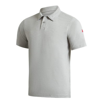 FLORENCE AIRTEX COLLARED SHORT SLEEVE SHIRT - LIGHT HEATHER GREY