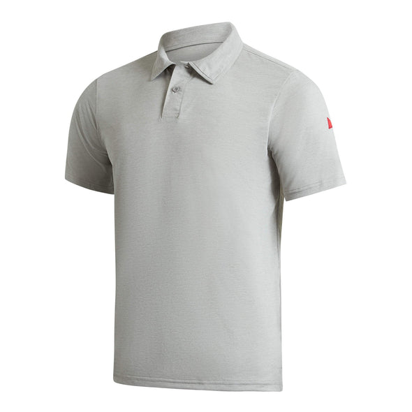 FLORENCE AIRTEX COLLARED SHORT SLEEVE SHIRT - LIGHT HEATHER GREY