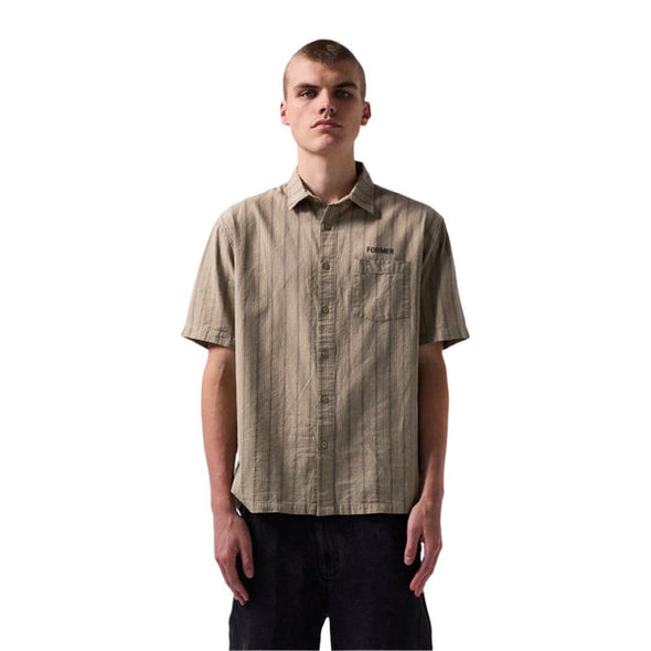 FORMER REYNOLDS STRIPED SS SHIRT - MOSS