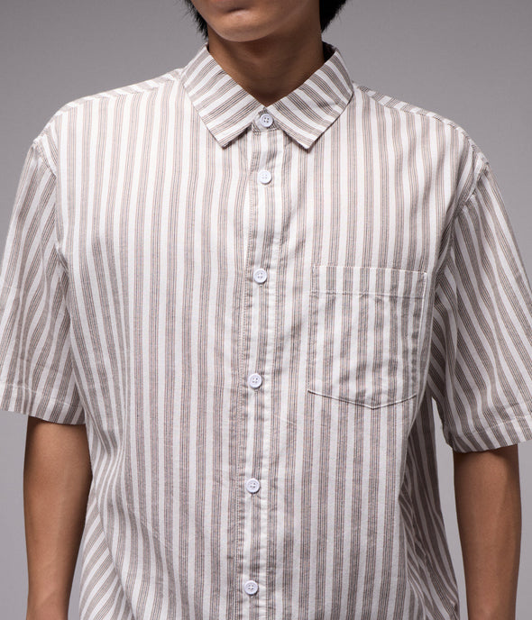 FORMER REYNOLDS STRIPE SS SHIRT - CHOC